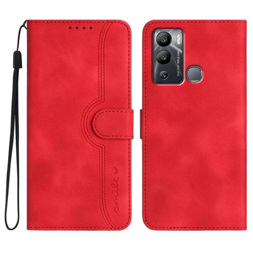 Funda de Cuero con Diseño de Corazón para Teléfono Infinix Hot 12I (Rojo)
