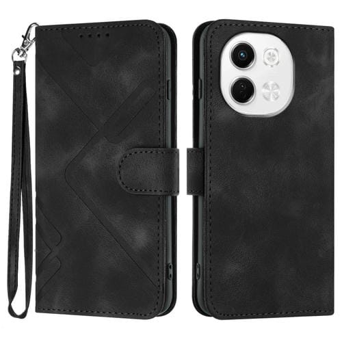 Funda de Cuero para Tecno Pova 6 Neo 5G y Spark 30 5G con Diseño de Líneas y Tacto Suave (Negra)