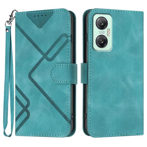 Funda de Cuero para Infinix Hot 20 5G Diseño de Líneas Tacto Suave (Azul Claro)