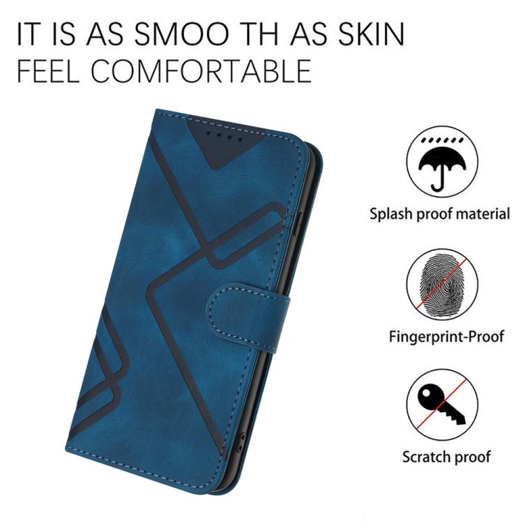 Funda de Cuero con Diseño de Líneas Indias para Infinix Smart 6 Plus (Azul)