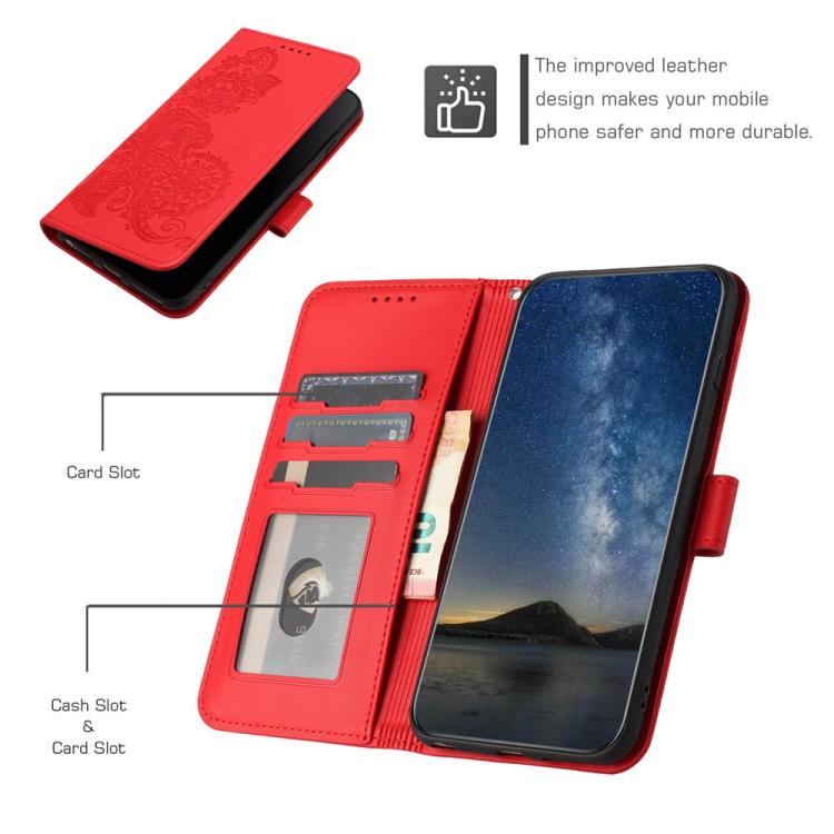 Funda de Cuero con Tapa para Infinix Smart 6 Plus con Diseño Flor de Datura (Rojo)