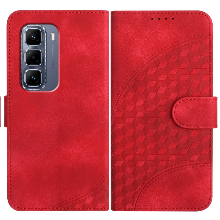 Funda de Cuero Infinix Hot 50 Pro+ 4G con Relieve Cabeza de Elefante y Cordón (Rojo)