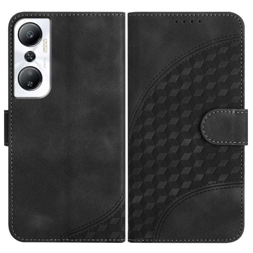 Funda de Cuero con Relieve de Cabeza de Elefante para Infinix Hot 20 4G con Cordón (Negro)