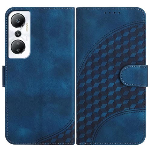 Funda de Cuero con Relieve Cabeza de Elefante para Infinix Hot 20 4G con Cordón (Azul Real)