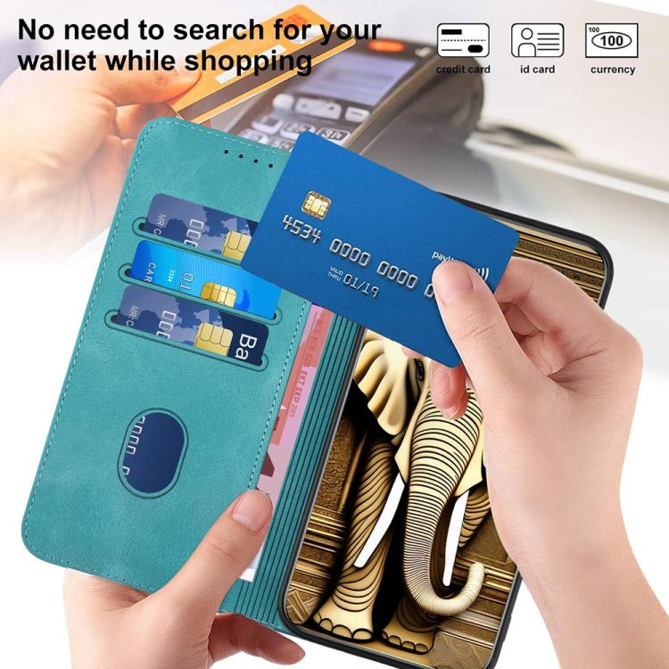 Funda de Cuero con Relieve de Cabeza de Elefante para Infinix Hot 20 4G con Cordón (Azul Claro)