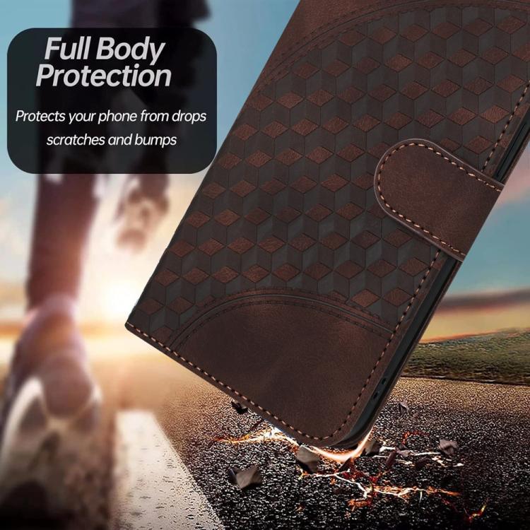 Funda de Cuero con Relieve de Cabeza de Elefante para Infinix Hot 20 4G con Cordón (Café)