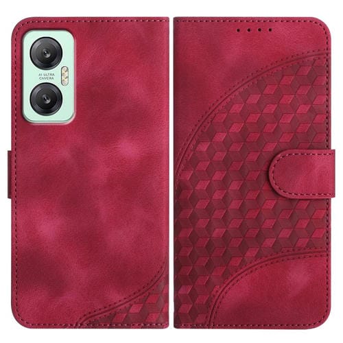Funda de Cuero con Relieve Elefante para Infinix Hot 20 5G con Cordón (Rojo Rosa)