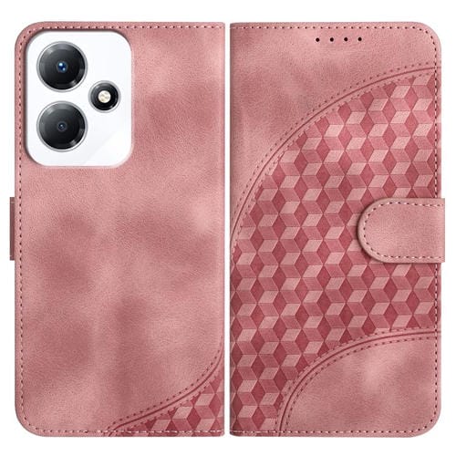 Funda de Cuero con Relieve de Cabeza de Elefante para Infinix Hot 30 Play / Hot 30 Play Nfc con Cordón (Rosa)