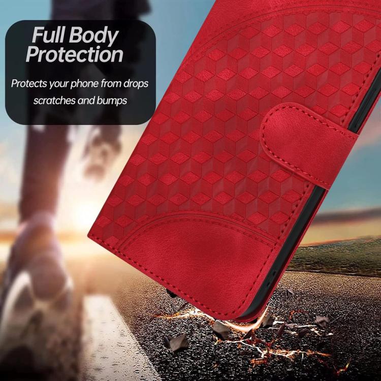 Funda de Cuero con Relieve Elefante para Infinix Smart 6 y Smart 6 HD con Cordón (Rojo)