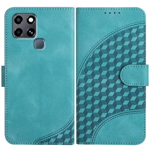 Funda de Cuero con Relieve Elefante para Infinix Smart 6 / Smart 6 HD con Cordón (Azul Claro)