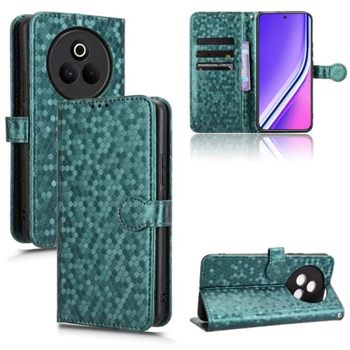 Funda de Cuero con Textura de Puntos de Panal para Realme P3 Pro (Verde)