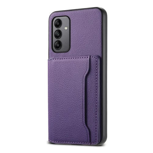 Funda para Teléfono Samsung Galaxy A05S Diseño Bolsa para Tarjetas Textura Pantorrilla (Púrpura)