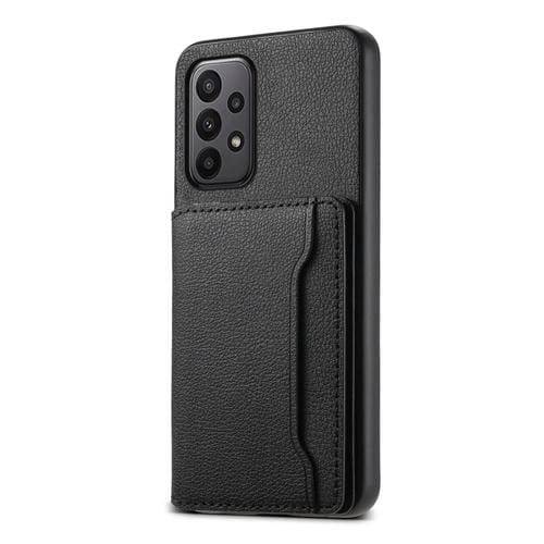Estuche para Teléfono Samsung Galaxy A23 Diseño Bolsa para Tarjetas Textura de Becerro (Negro)