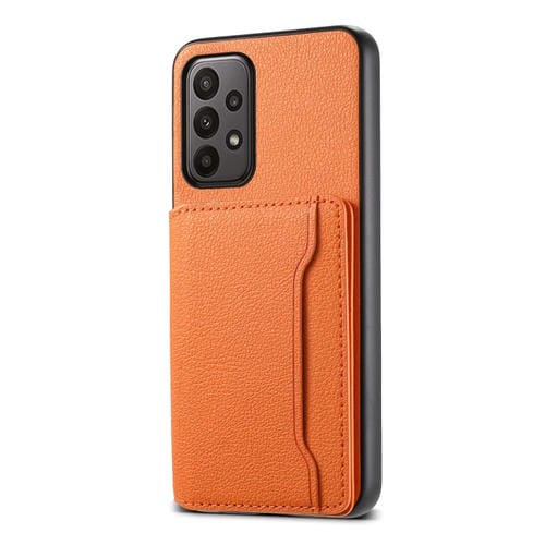 Estuche para Teléfono Samsung Galaxy A23 Bolsa para Tarjetas Textura de Becerro (Naranja)