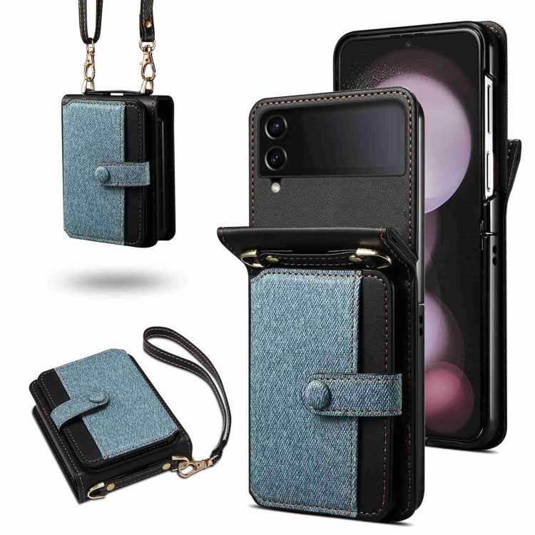 Estuche para Teléfono Samsung Galaxy Z Flip3 Plegable a Juego con Colores Cruzados (Azul Cielo)