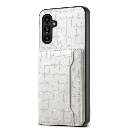 Estuche para Teléfono Samsung Galaxy A14 Bolsa para Tarjetas Textura de Cocodrilo (Blanco)