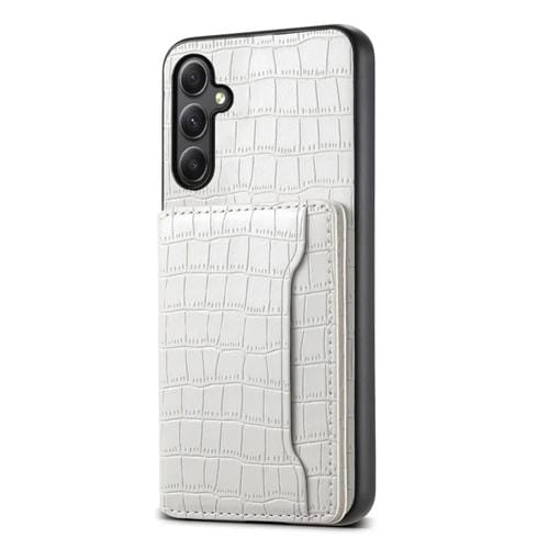 Funda para Teléfono Samsung Galaxy A24 5G Diseño Bolsa para Tarjetas Textura Cocodrilo (Blanco)