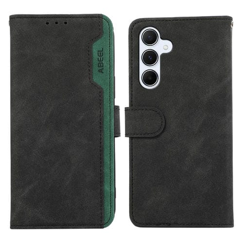 Funda para Samsung Galaxy A34 5G Abeel Color Block Cuero Magnética Rfid (Negro-Verde)