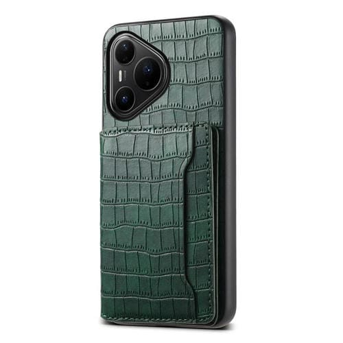 Funda para Huawei Pura 80 Pro / 80 Pro+ 5G con textura de cocodrilo y diseño de cartera, cobertura total (verde)