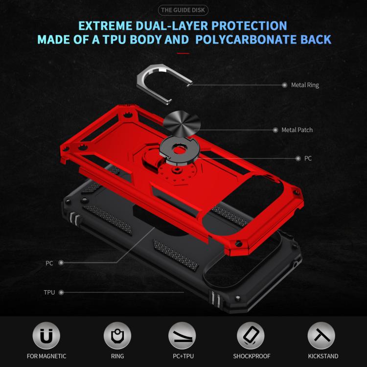 Funda TPU + PC para Google Pixel 10 Pro XL a Prueba de Golpes con Soporte (Roja)