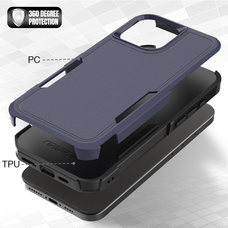 Funda para iPhone 16 Pro Max 2 en 1 PC + TPU (Azul Oscuro)