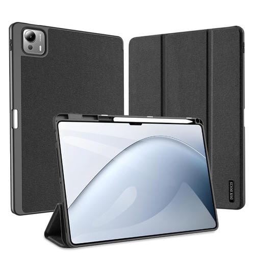 Funda de cuero magnético con textura de tela para tableta Xiaomi Pad 7 Ultra DUX DUCIS Domo Series (negro)