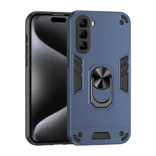Funda para Teléfono Infinix Hot 50 Pro 4G con Soporte de Anillo de Metal a Prueba de Golpes (Azul)