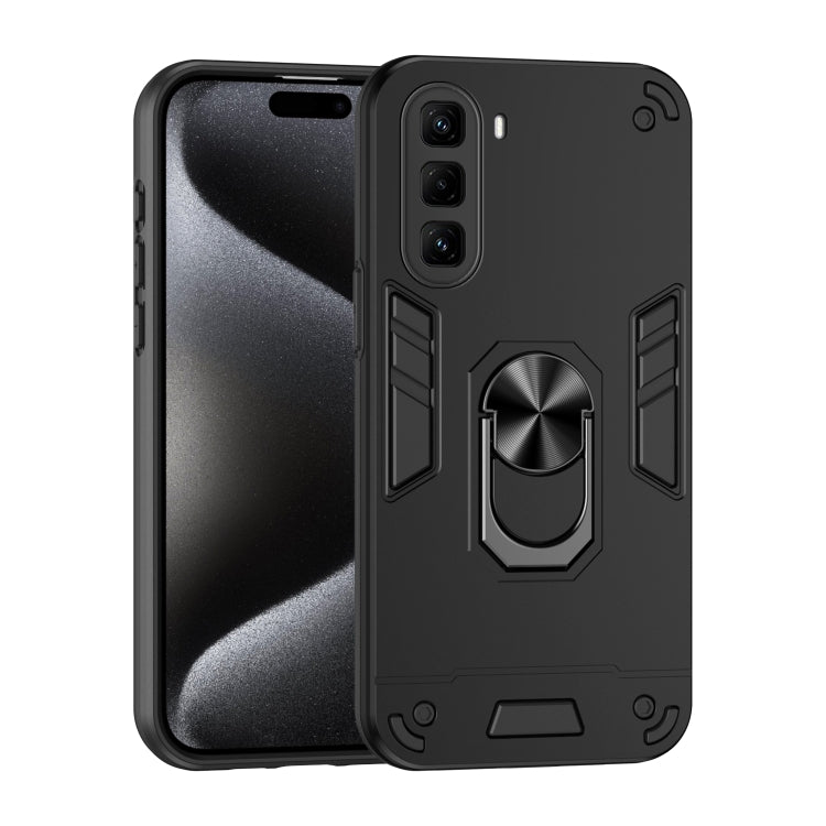 Funda de Teléfono Infinix Hot 50 Pro+ 4G con Soporte de Anillo de Metal a Prueba de Golpes (Negro)