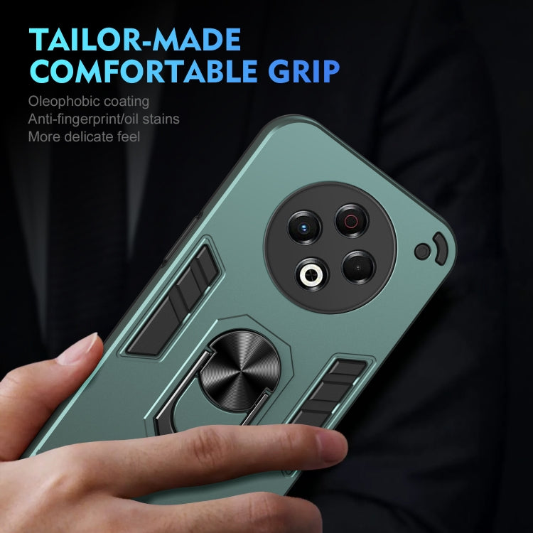 Funda para Teléfono Tecno Spark 30 con Anillo de Metal y Protección Antigolpes (Verde)
