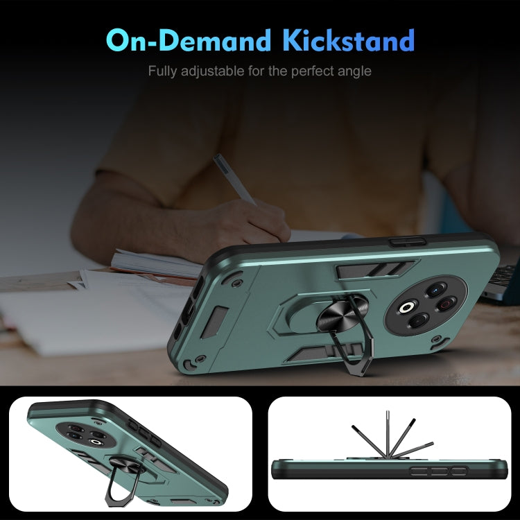 Funda para Teléfono Tecno Spark 30 con Anillo de Metal y Protección Antigolpes (Verde)