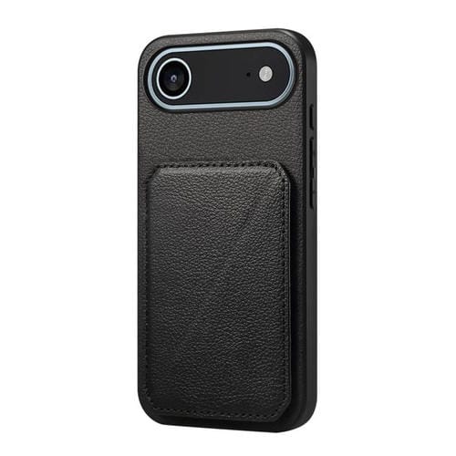 Funda para iPhone 17 Air D04 con textura de becerro y ranura para dos tarjetas (negra)
