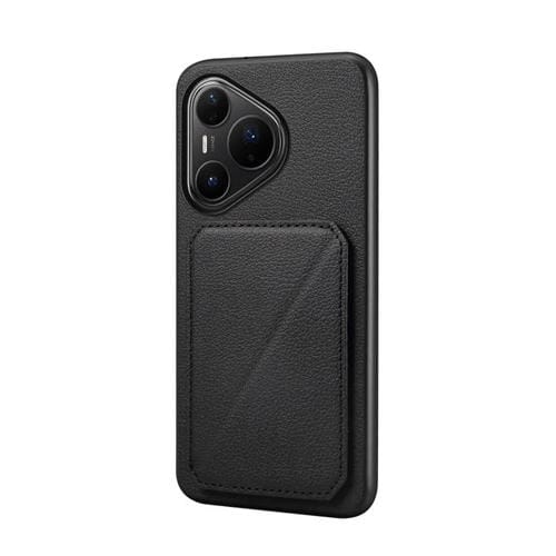 Funda para Huawei Pura 80 Pro / 80 Pro+ 5G D04 con textura de becerro y ranura para dos tarjetas (negra)