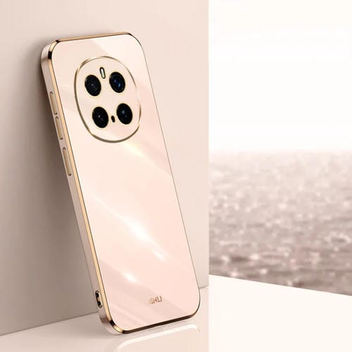 Funda para Honor Magic7 Pro Xinli con Borde Dorado y Revestimiento 6D Recto de TPU (Rosa)