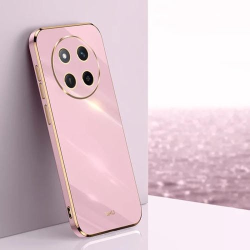 Funda para Teléfono Xinli con Borde Dorado y Revestimiento 6D Recto para Honor X60 Pro (Morado Cereza)