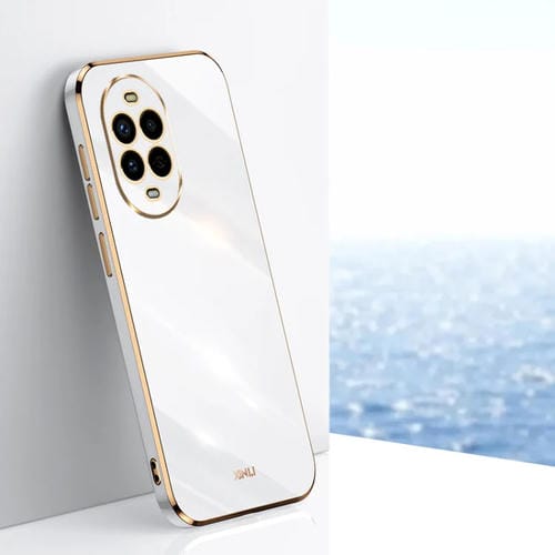 Funda TPU Huawei Nova 13 Pro Xinli con Borde Dorado y Revestimiento 6D Recto (Blanca)