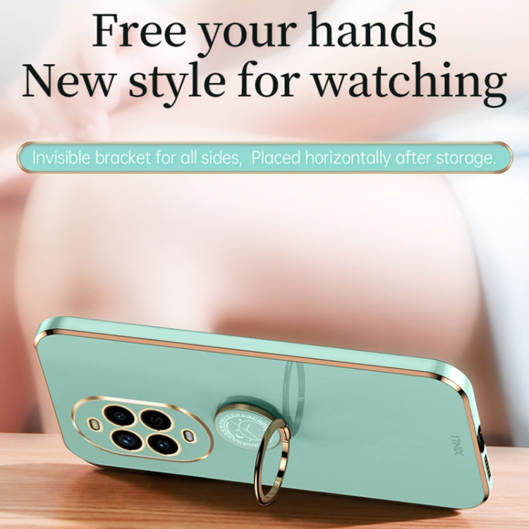 Funda TPU Huawei Nova 13 Pro Xinli a Prueba de Golpes con Borde Dorado y Soporte para Anillo (Verde Menta)