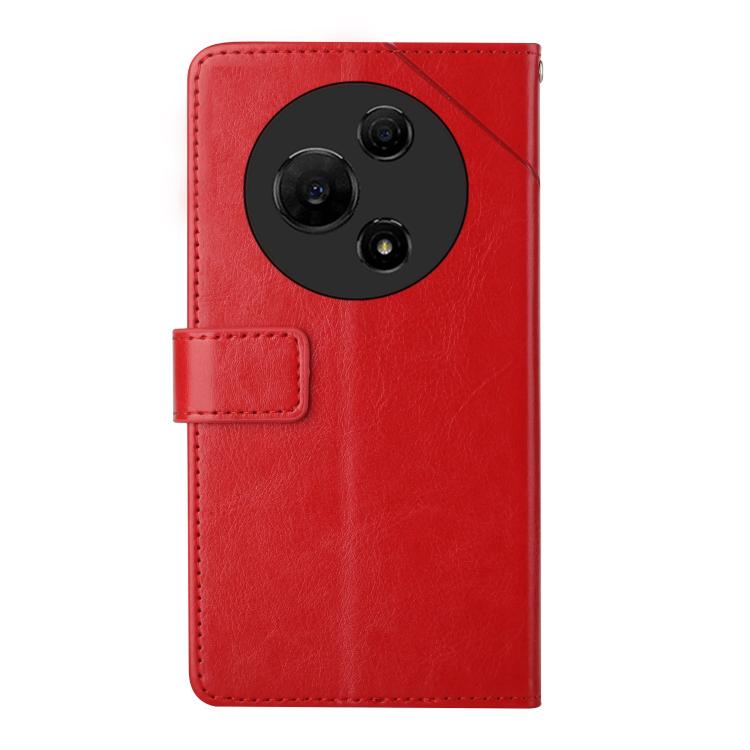 Funda de cuero con tapa en forma de Y para TCL 60 SE/605 (roja)