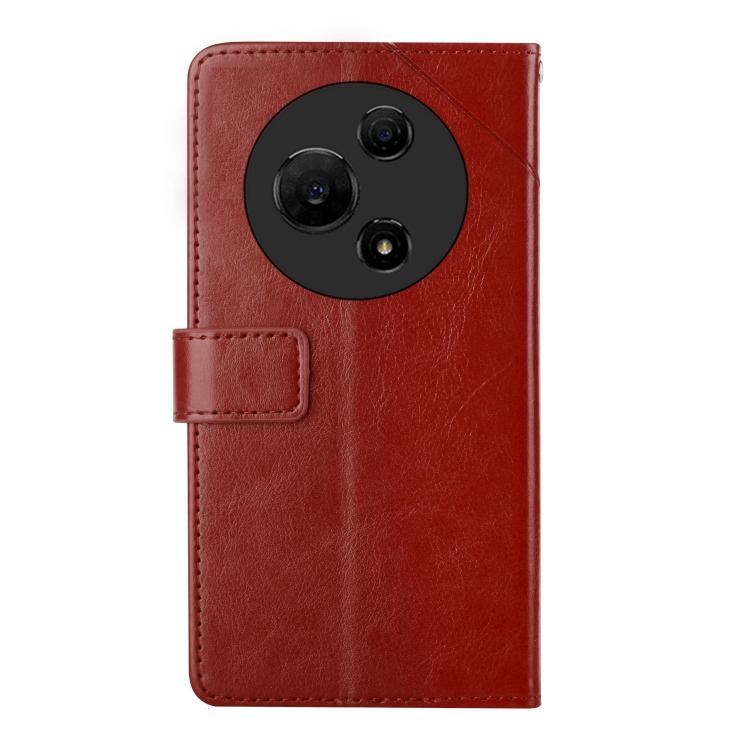Funda de cuero con tapa en forma de Y para TCL 60 SE/605 (marrón)