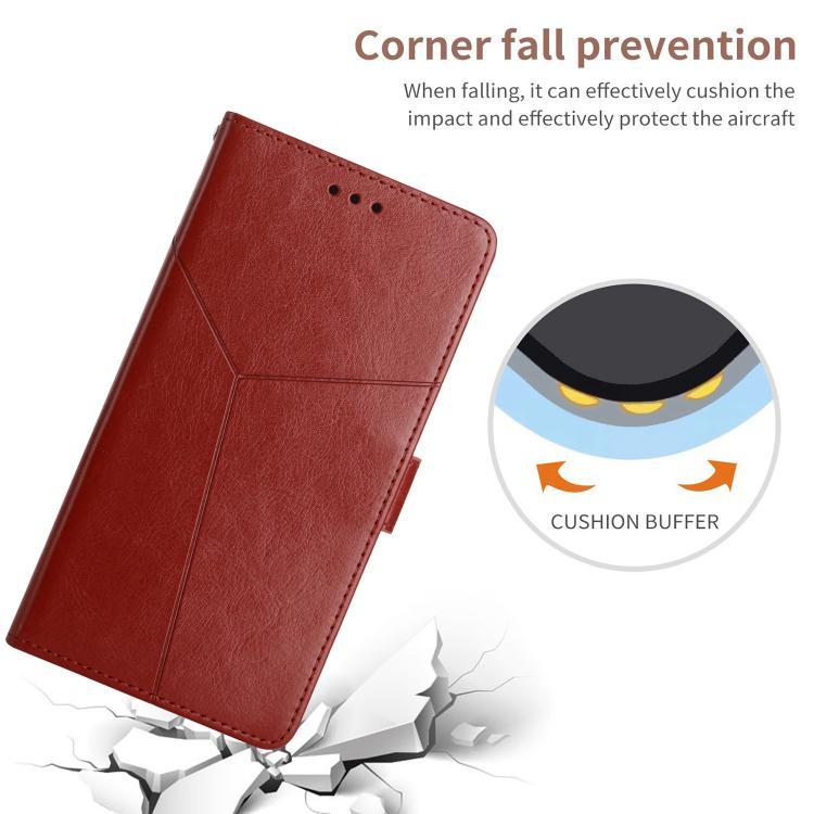 Funda de cuero con tapa en forma de Y para TCL 60 SE/605 (marrón)