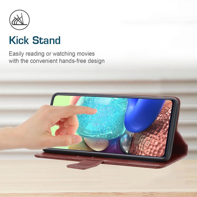 Funda de cuero con tapa en forma de Y para TCL 60 SE/605 (marrón)
