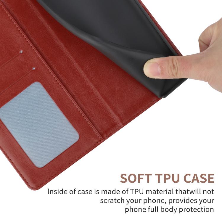 Funda de cuero con tapa en forma de Y para TCL 60 SE/605 (marrón)