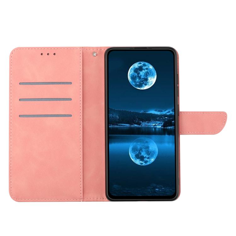Funda de cuero con relieve y costuras para TCL 60 SE/605 (rosa)