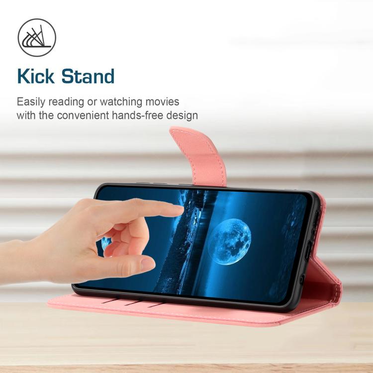 Funda de cuero con relieve y costuras para TCL 60 SE/605 (rosa)