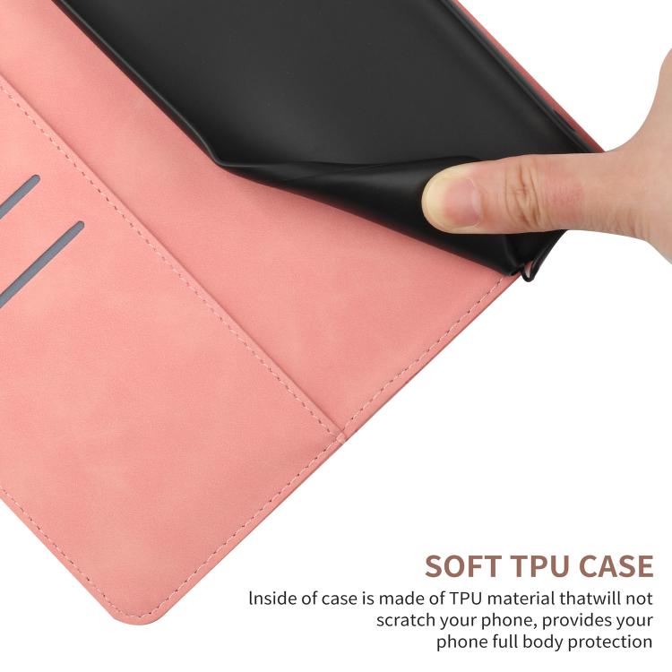 Funda de cuero con relieve y costuras para TCL 60 SE/605 (rosa)