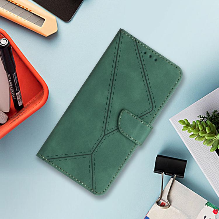 Funda de cuero con relieve y costuras para TCL 60 SE/605 (verde)
