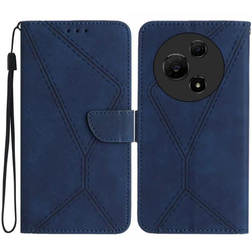 Funda de cuero con relieve y costuras para TCL 60 SE/605 (azul)