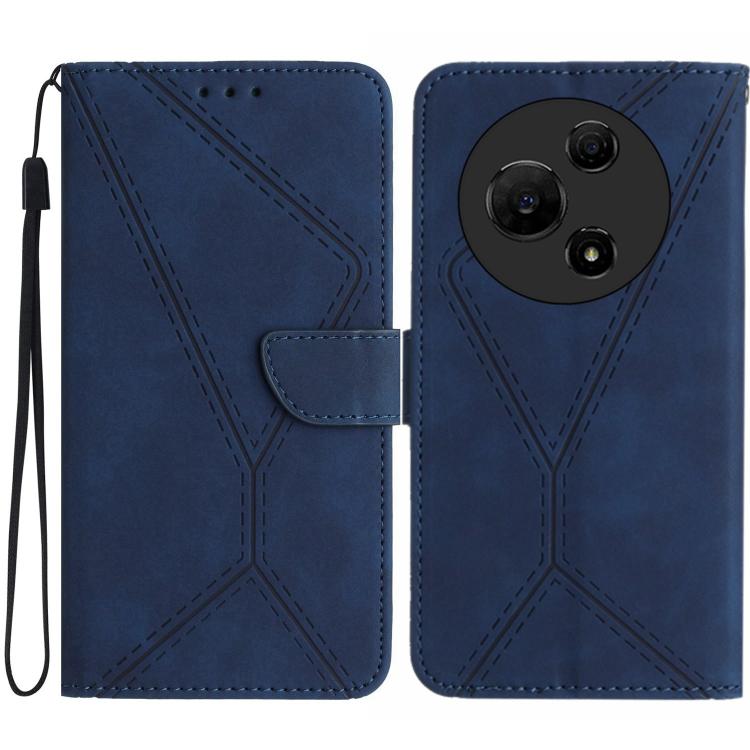 Funda de cuero con relieve y costuras para TCL 60 SE/605 (azul)
