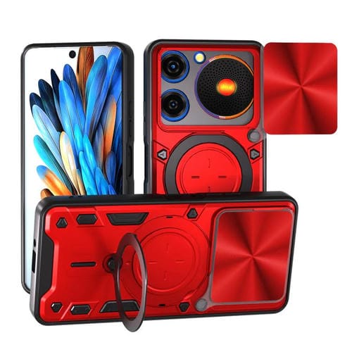 Funda magnética deslizante con textura de CD de música para ZTE Nubia (rojo)