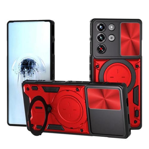 Funda magnética deslizante con textura de CD para ZTE Nubia RedMagic 10 Pro (roja)