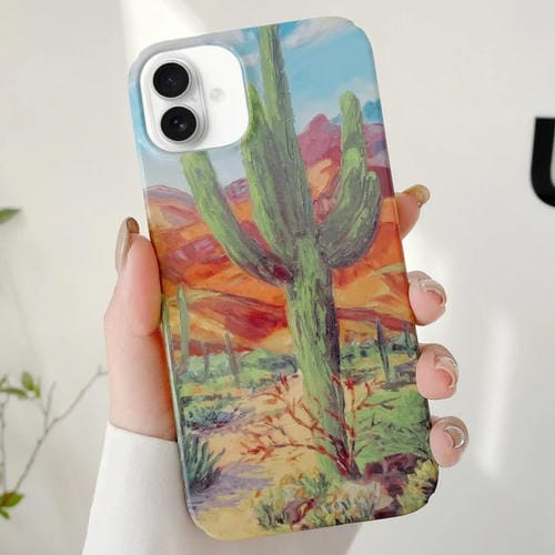 Funda para iPhone 16 Plus PC Phone Case Barniz de Agua Stick (Cactus)